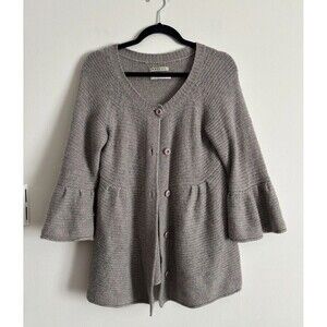 Velvet By Graham &‎ Spencer 100% Cashmere Knit Cardigan Sweater Womens M Taupe